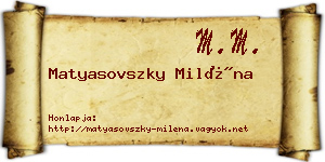 Matyasovszky Miléna névjegykártya